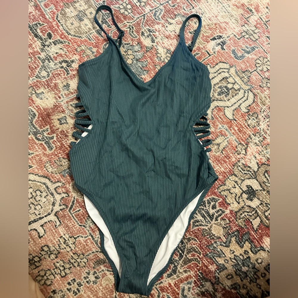 Victoria’s Secret Pink Teal One-Piece Swimsuit with Side Cutouts Size Large NWT